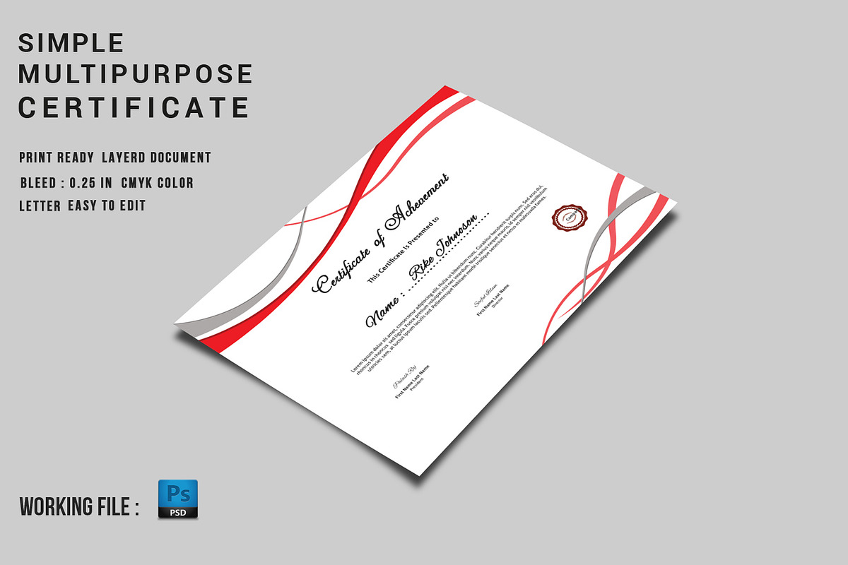 Multipurpose Certificate - V01 in Stationery Templates - product preview 8