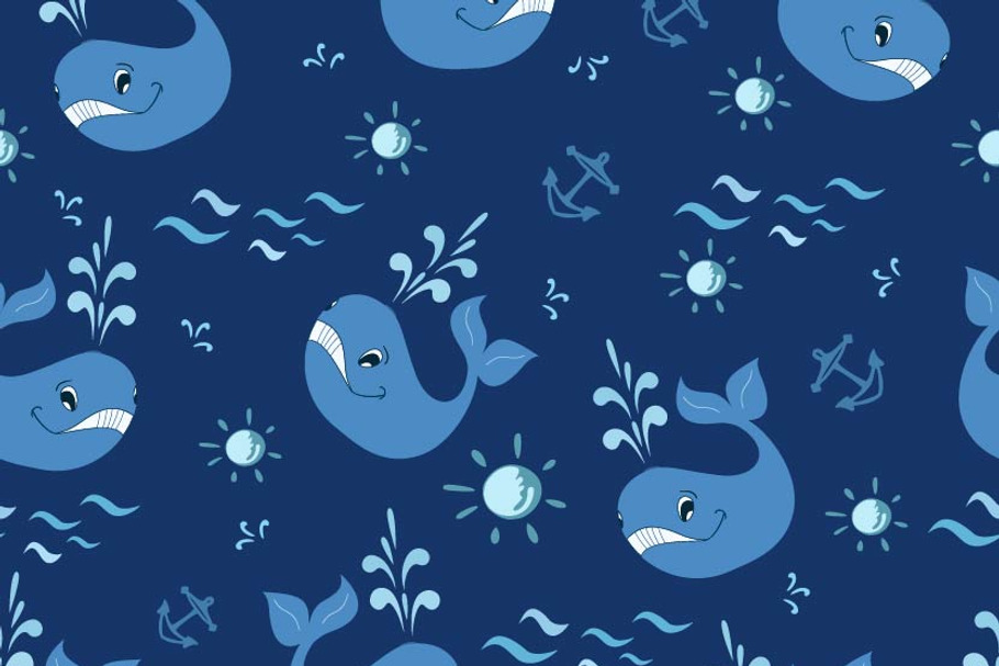 Seamless pattern with whale in Patterns - product preview 8