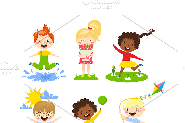 Summer kids vector illustration