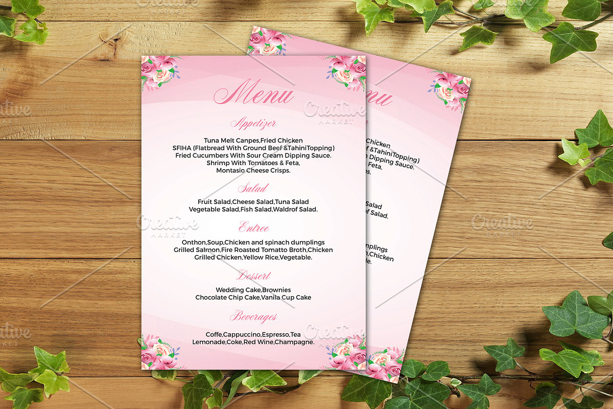 Printable Wedding Menu Template in Stationery Templates - product preview 8