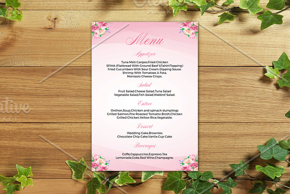 Printable Wedding Menu Template in Stationery Templates - product preview 1