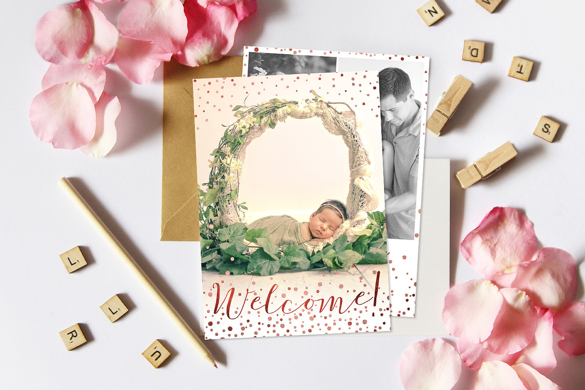 Birth Template | Glitter Fantasy in Card Templates - product preview 8