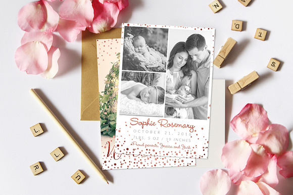 Birth Template | Glitter Fantasy in Card Templates - product preview 1
