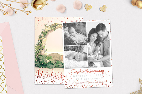 Birth Template | Glitter Fantasy in Card Templates - product preview 2