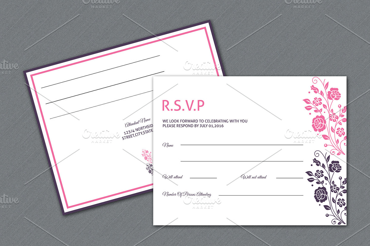 RSVP Card Template in Wedding Templates - product preview 8