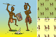 African people dancing. Vector 