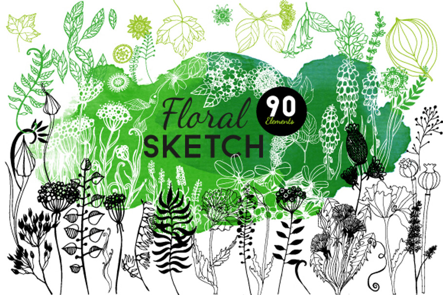 Floral sketch & watercolor  in Illustrations - product preview 8