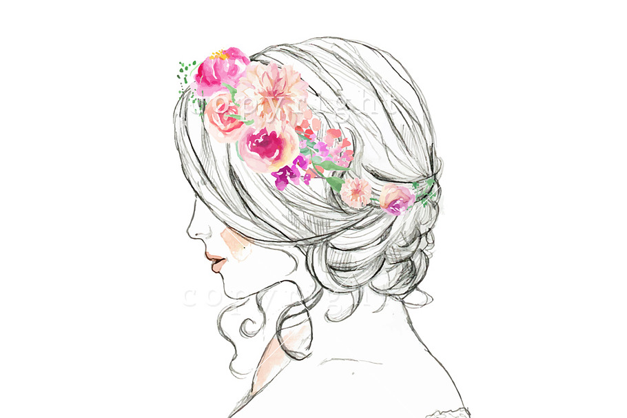 Watercolor Woman Bride Illustration