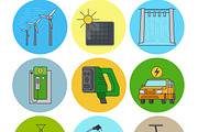 Green power and eco transport icons