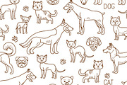 Vector doodle pets pattern