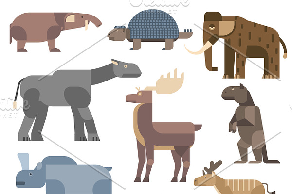 Ice age animals vector illustration