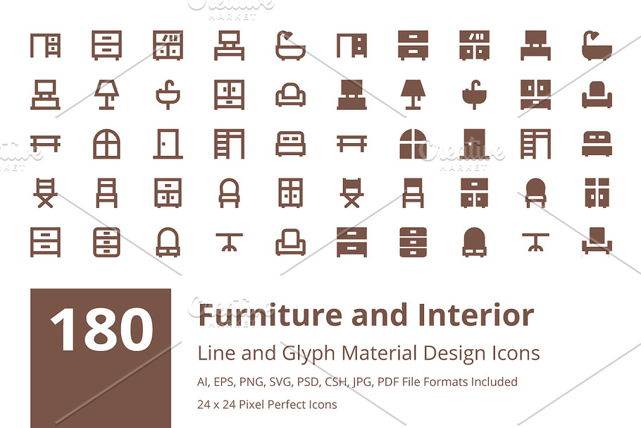 180 Furniture Material Design Icons