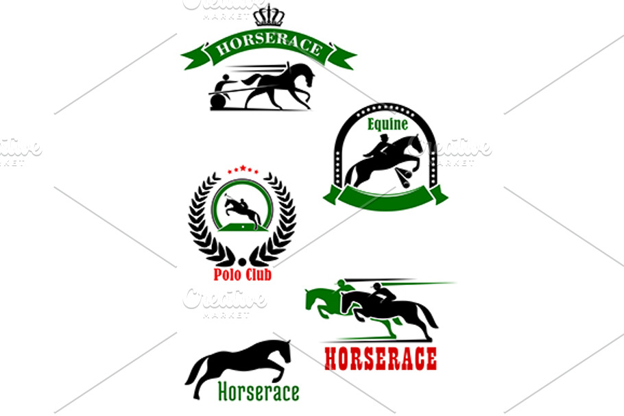 Horseracing dressage polo club icons in Graphics - product preview 8