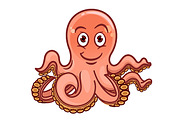 Cartoon pink octopus