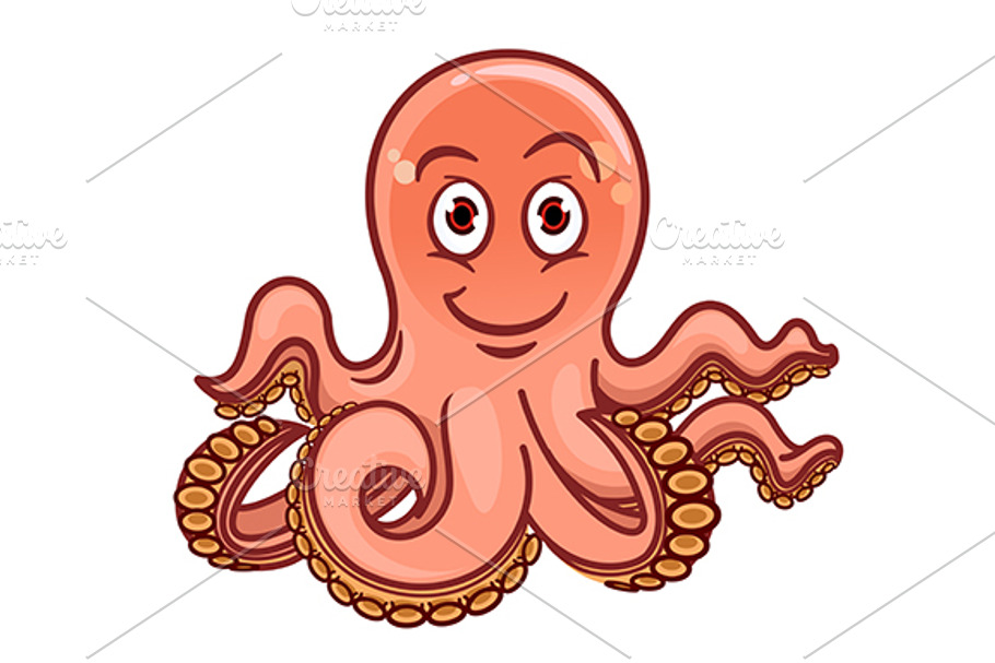 Cartoon pink octopus in Graphics - product preview 8