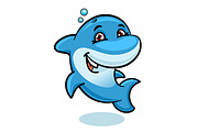 Cartoon blue bottlenose dolphin