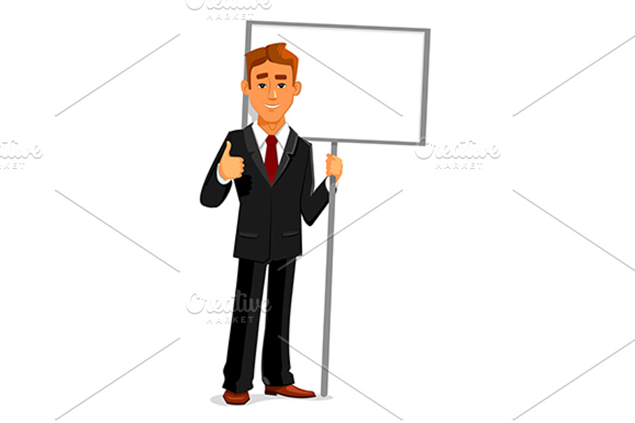 Businessman holding a blank board in Graphics - product preview 8