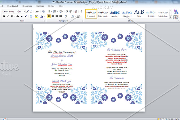 Wedding Fan Program Template in Wedding Templates - product preview 2