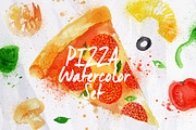 Pizza watercolor set