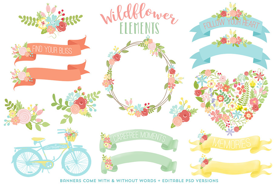 Wildflower Elements in Illustrations - product preview 8