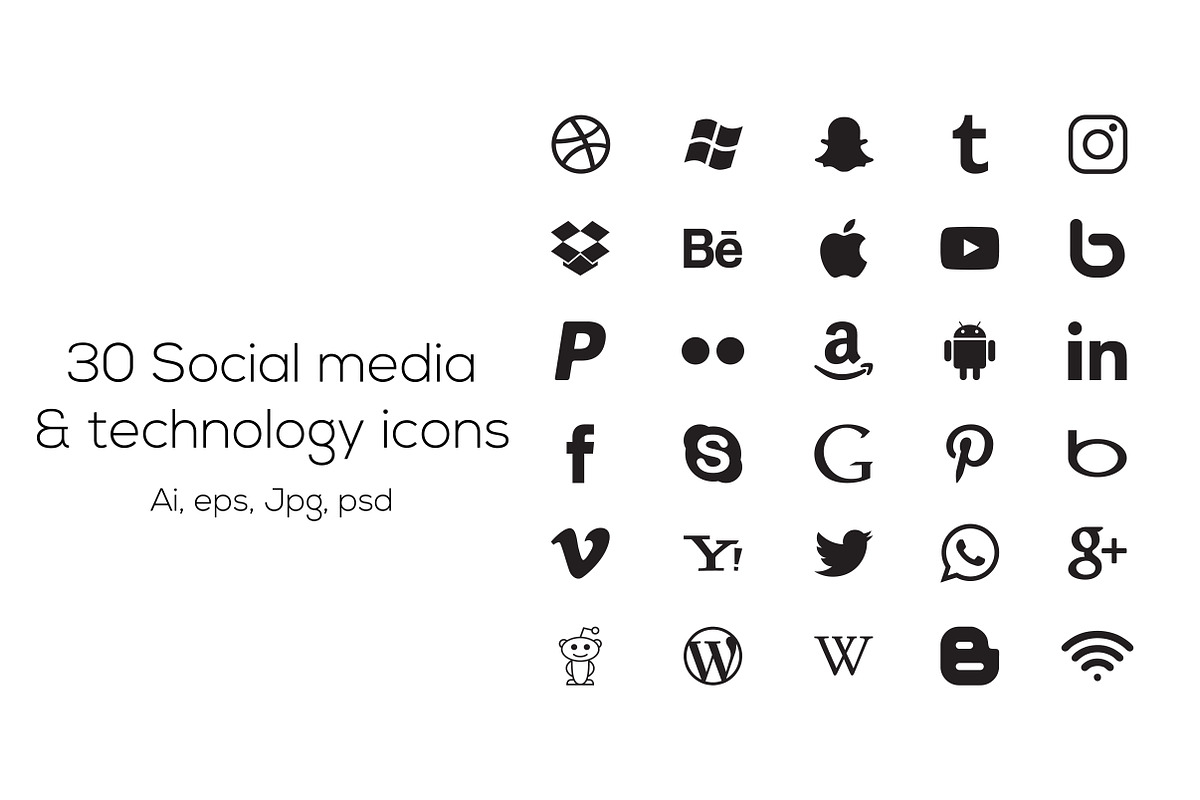 30 Social media icons in Vector Social Icons - product preview 8