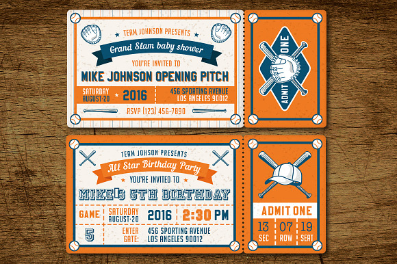 Baseball Ticket Party Invites 2 in Card Templates - product preview 1