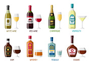 Alcohol drinks icon set. 
