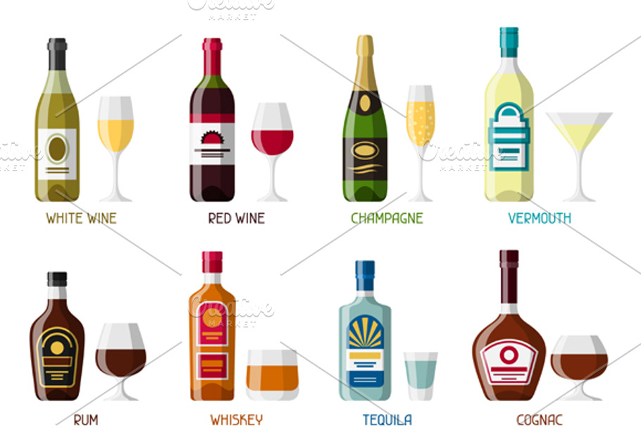 Alcohol drinks icon set.  in Objects - product preview 8