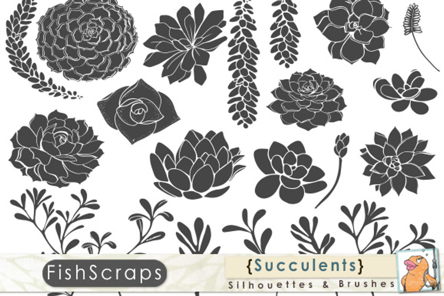 Succulent Silhouette Clip Art in Illustrations - product preview 8