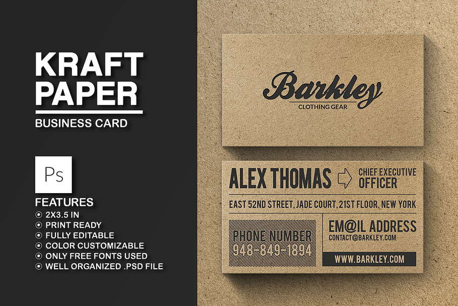 Kraft Paper Business Card in Business Card Templates - product preview 8