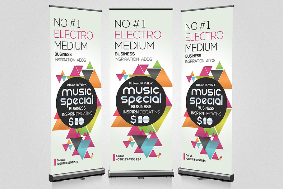 Music Party Night Roll Up Banner in Presentation Templates - product preview 8