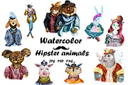 Watercolor Hipster Animals - Vol. 1