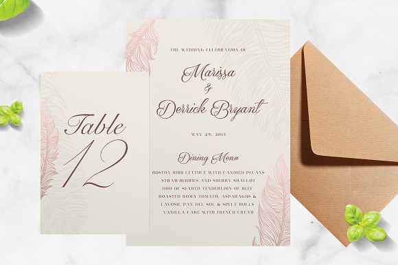 Navy Rose Gold Feather Wedding Suite in Wedding Templates - product preview 1