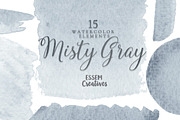 BUNDLE Misty Gray Watercolor Splash