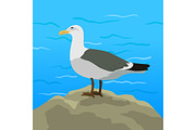 Gull Flat Design Vector Illustration