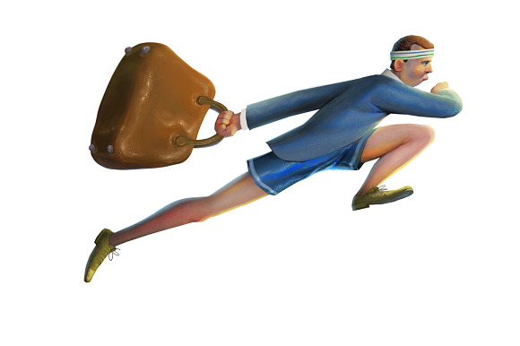 Man quickly runing to work in Illustrations - product preview 1