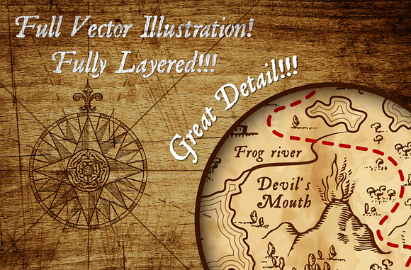 Vector Pirate Treasure Map in Illustrations - product preview 1