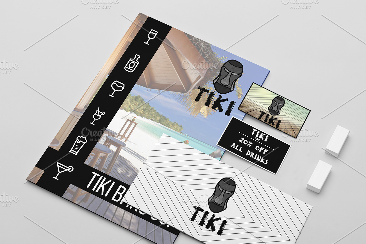 Beach Bar Branding 4 pack in Card Templates - product preview 8
