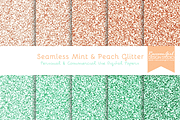 Seamless Mint & Peach Glitter
