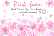 Watercolor border Pink Foam