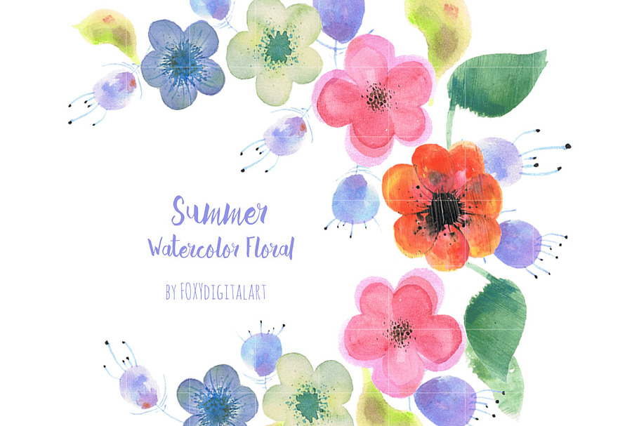 Watercolor Flowers Wreath Clipart