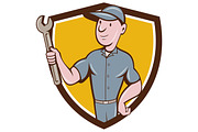 Handyman Holding Spanner Crest 