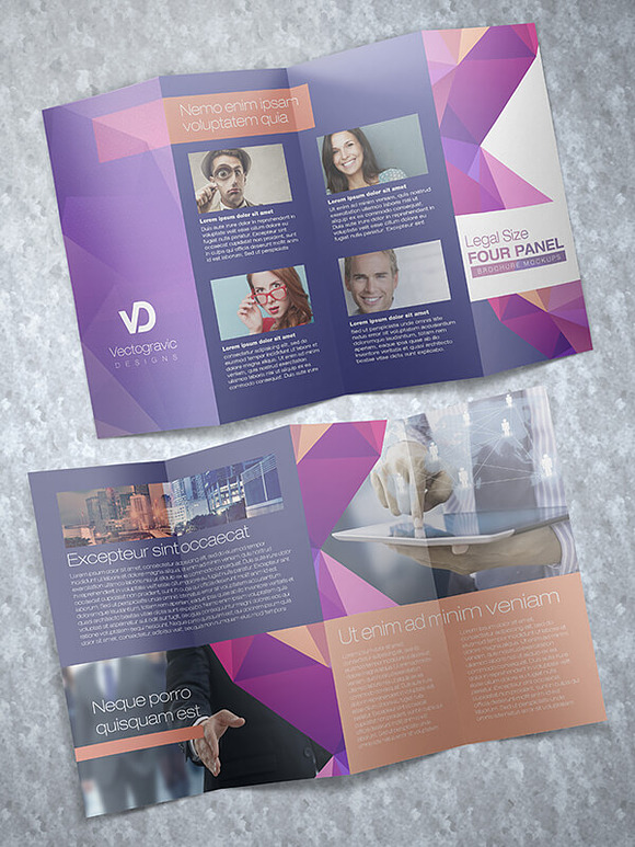 Legal Size 4 Panel Brochure Mockups in Print Mockups - product preview 3