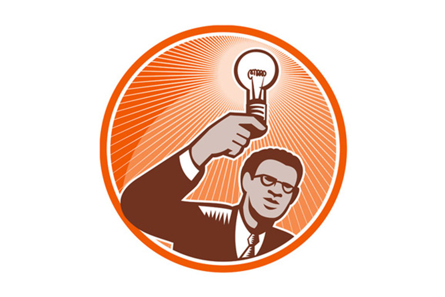 Businessman Holding Lightbulb Wo in Illustrations - product preview 8