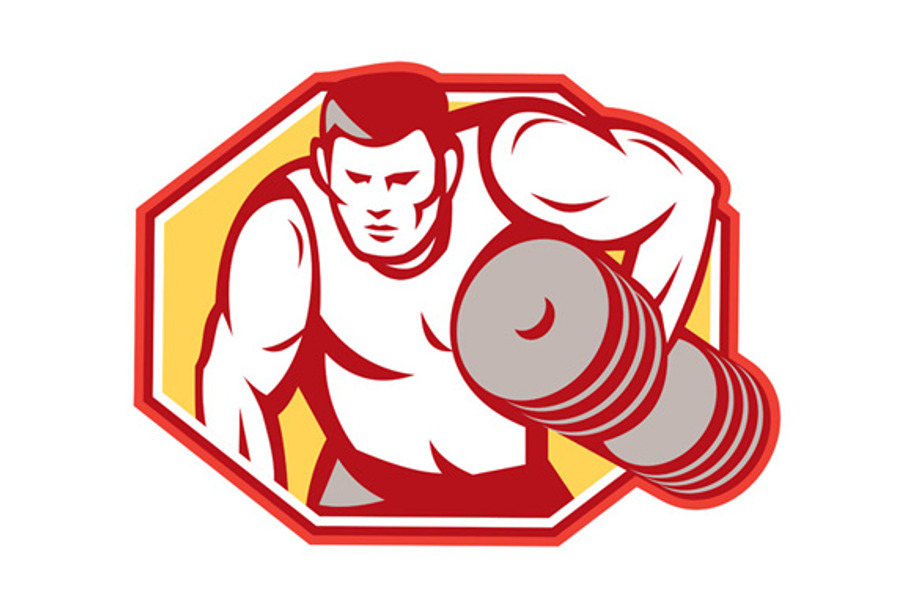 Weightlifter Lifting Weights Retro in Illustrations - product preview 8