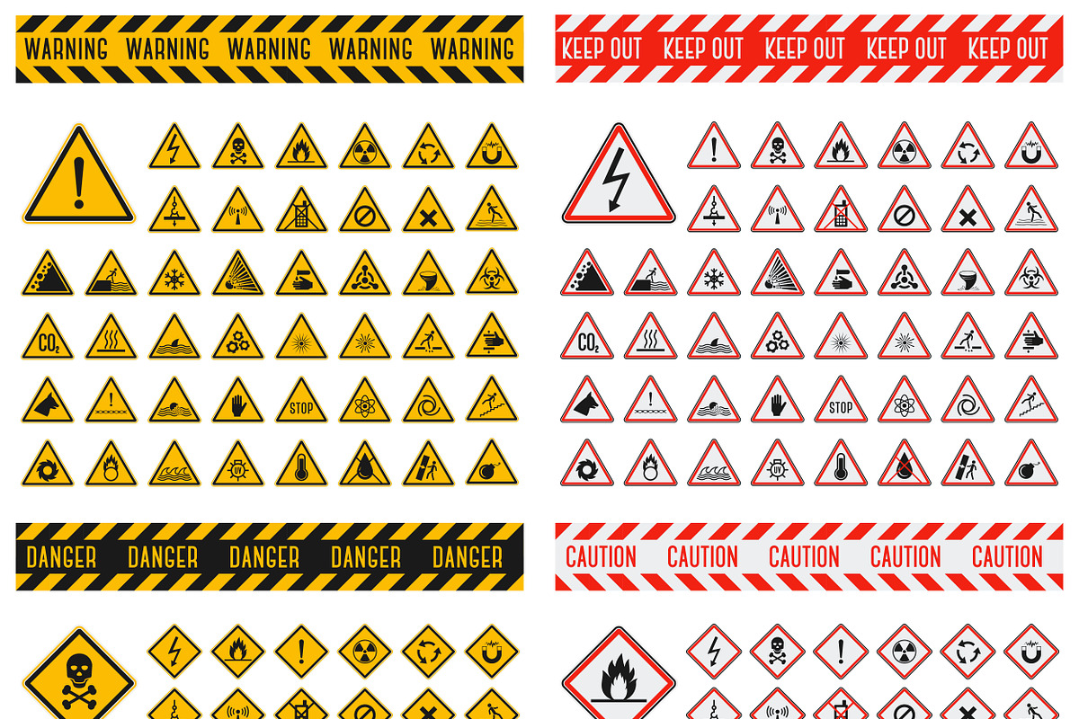 Danger sign vector collection in Graphics - product preview 8