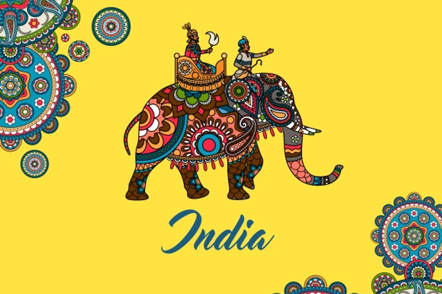 Indian maharaja sitting on elephant in Graphics - product preview 8