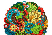 Ethnic doodle floral circle pattern