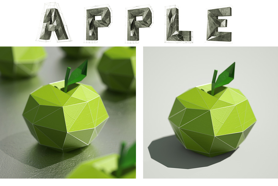 3D apple & banana illustration in Objects - product preview 8