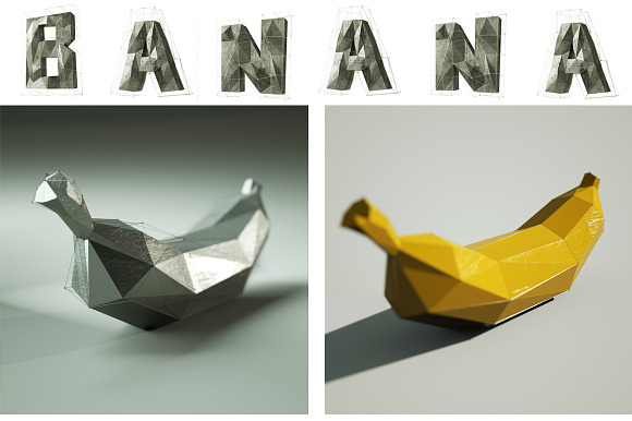 3D apple & banana illustration in Objects - product preview 1